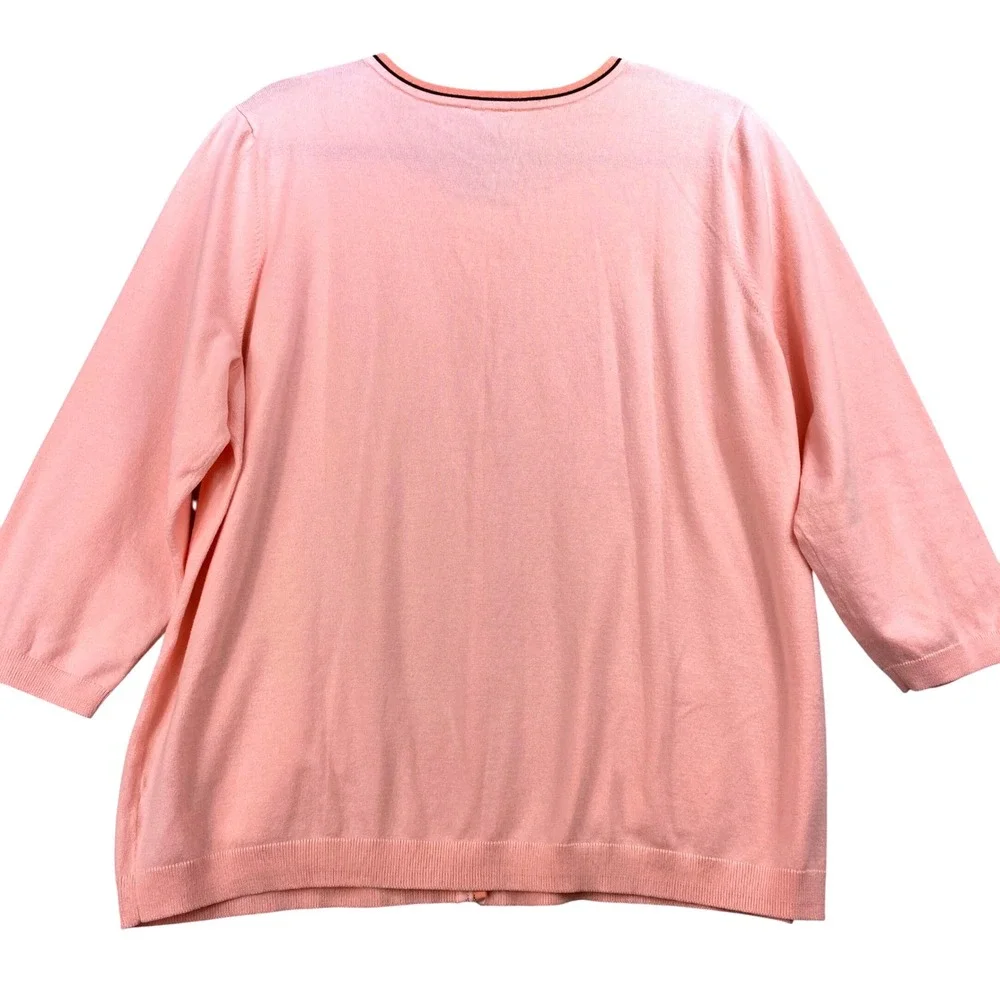 Talbots Woman‎ 2X Cardigan Sweater Pima Cotton Blend Pink Trim Detail NWT